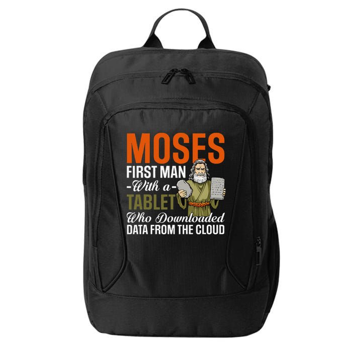 Funny Jewish Passover Moses Tablet Data Cloud Computing Pun City Backpack