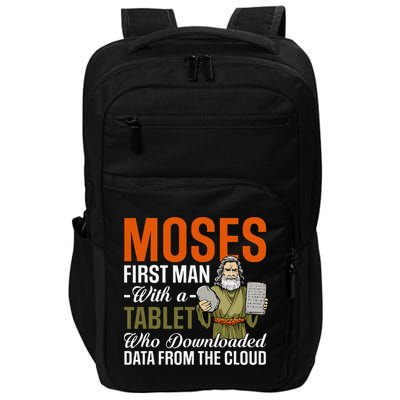 Funny Jewish Passover Moses Tablet Data Cloud Computing Pun Impact Tech Backpack