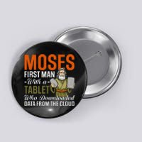 Funny Jewish Passover Moses Tablet Data Cloud Computing Pun Button