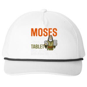 Funny Jewish Passover Moses Tablet Data Cloud Computing Pun Snapback Five-Panel Rope Hat