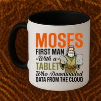 Funny Jewish Passover Moses Tablet Data Cloud Computing Pun Mug