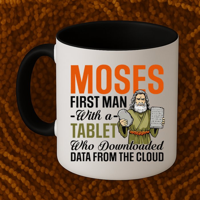 Funny Jewish Passover Moses Tablet Data Cloud Computing Pun Mug
