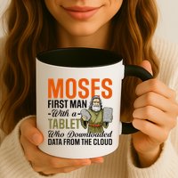 Funny Jewish Passover Moses Tablet Data Cloud Computing Pun Mug