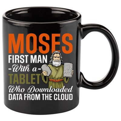 Funny Jewish Passover Moses Tablet Data Cloud Computing Pun 11oz C Handle Ceramic Mug
