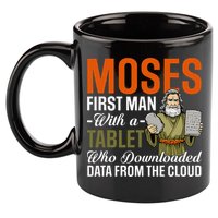 Funny Jewish Passover Moses Tablet Data Cloud Computing Pun 11oz C Handle Ceramic Mug