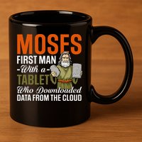 Funny Jewish Passover Moses Tablet Data Cloud Computing Pun 11oz C Handle Ceramic Mug