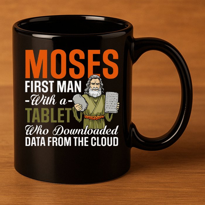 Funny Jewish Passover Moses Tablet Data Cloud Computing Pun 11oz C Handle Ceramic Mug