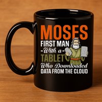 Funny Jewish Passover Moses Tablet Data Cloud Computing Pun 11oz C Handle Ceramic Mug