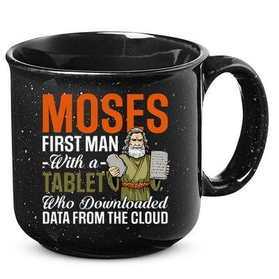 Funny Jewish Passover Moses Tablet Data Cloud Computing Pun 15oz Campfire Ceramic Mug