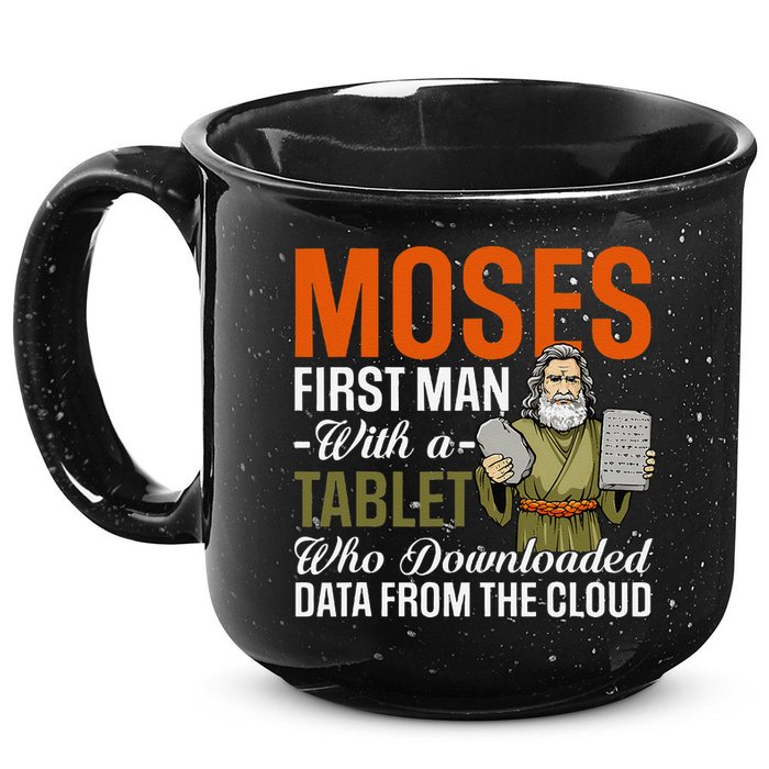 Funny Jewish Passover Moses Tablet Data Cloud Computing Pun 15oz Campfire Ceramic Mug