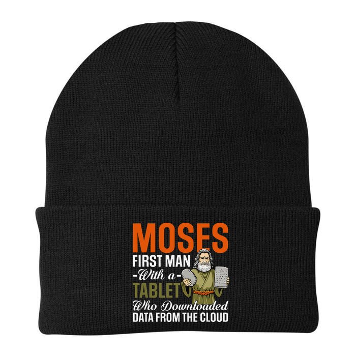 Funny Jewish Passover Moses Tablet Data Cloud Computing Pun Beanie