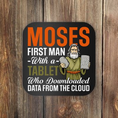 Funny Jewish Passover Moses Tablet Data Cloud Computing Pun Coaster