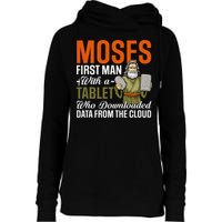 Funny Jewish Passover Moses Tablet Data Cloud Computing Pun Womens Funnel Neck Pullover Hood