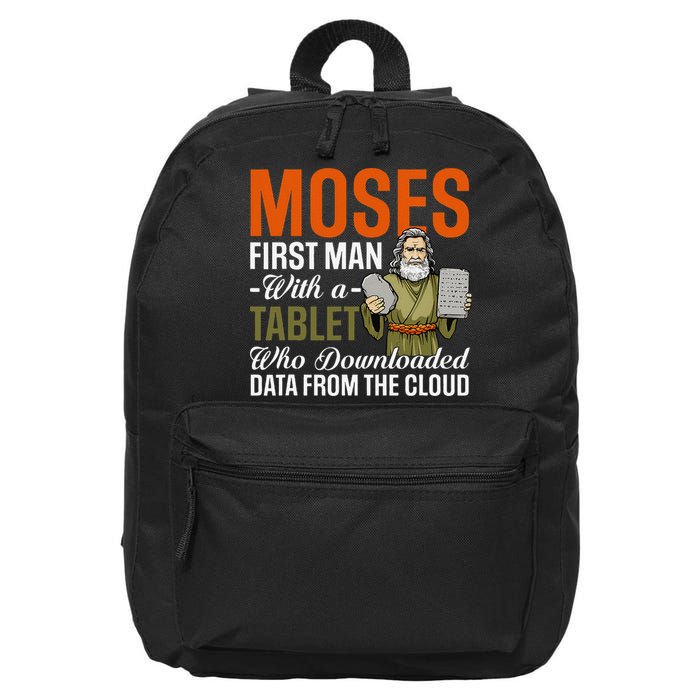 Funny Jewish Passover Moses Tablet Data Cloud Computing Pun 16 in Basic Backpack