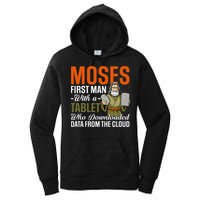 Funny Jewish Passover Moses Tablet Data Cloud Computing Pun Women's Pullover Hoodie