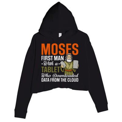 Funny Jewish Passover Moses Tablet Data Cloud Computing Pun Crop Fleece Hoodie