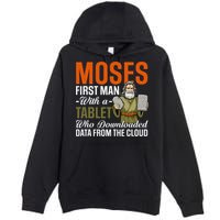 Funny Jewish Passover Moses Tablet Data Cloud Computing Pun Premium Pullover Hoodie