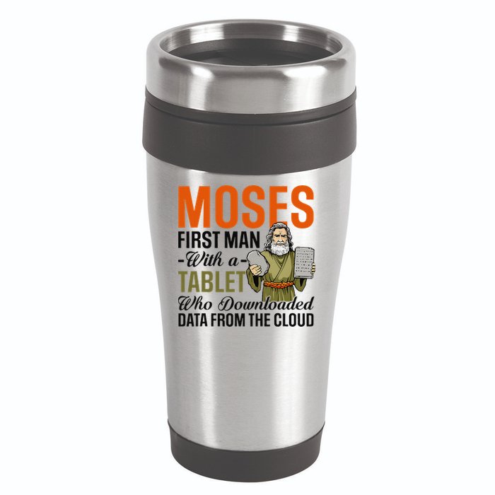 Funny Jewish Passover Moses Tablet Data Cloud Computing Pun 16oz Travel Tumbler