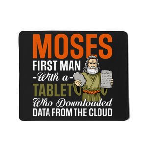 Funny Jewish Passover Moses Tablet Data Cloud Computing Pun Mousepad