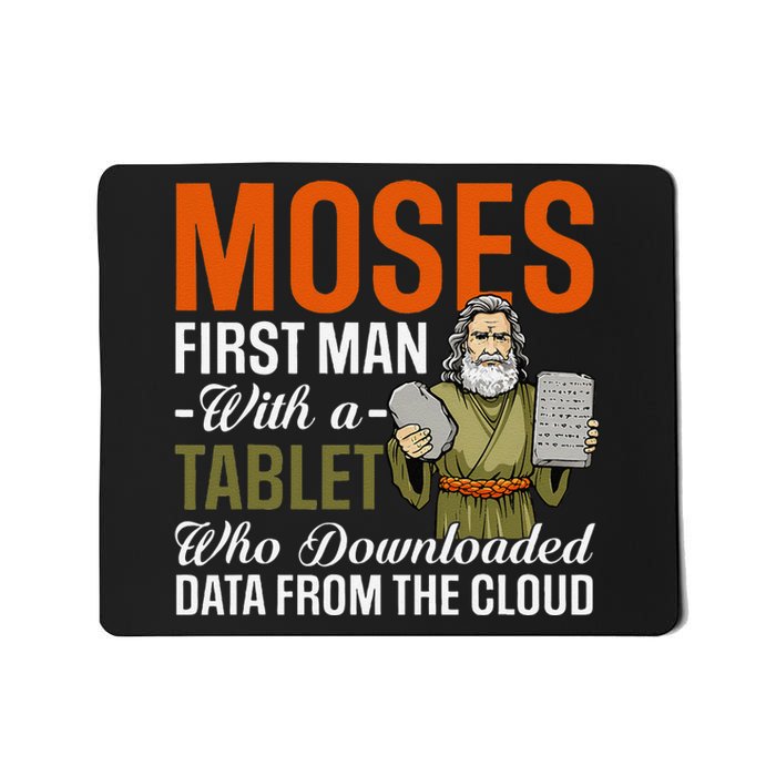 Funny Jewish Passover Moses Tablet Data Cloud Computing Pun Mousepad