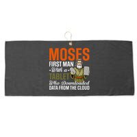 Funny Jewish Passover Moses Tablet Data Cloud Computing Pun Large Microfiber Waffle Golf Towel