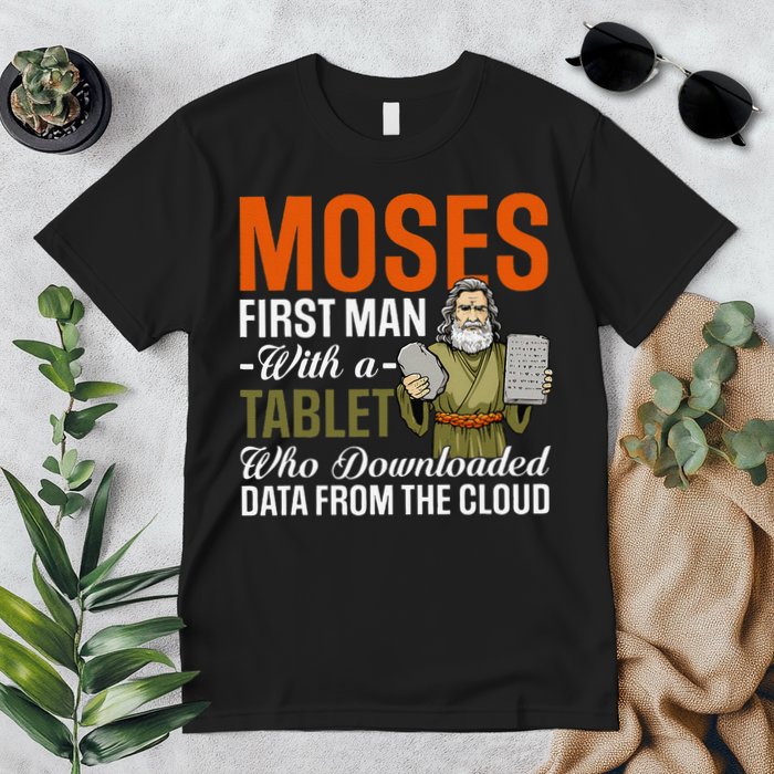 Funny Jewish Passover Moses Tablet Data Cloud Computing Pun Premium T-Shirt