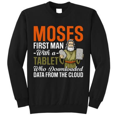 Funny Jewish Passover Moses Tablet Data Cloud Computing Pun Tall Sweatshirt