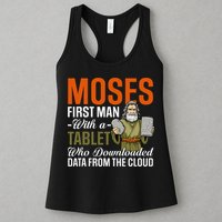 Funny Jewish Passover Moses Tablet Data Cloud Computing Pun Womens Tank Top