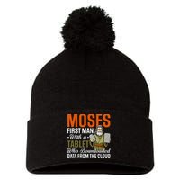 Funny Jewish Passover Moses Tablet Data Cloud Computing Pun Pom Pom 12in Knit Beanie