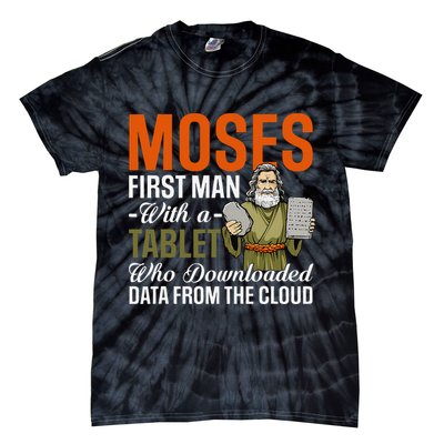 Funny Jewish Passover Moses Tablet Data Cloud Computing Pun Tie-Dye T-Shirt