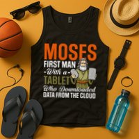 Funny Jewish Passover Moses Tablet Data Cloud Computing Pun Tank Top