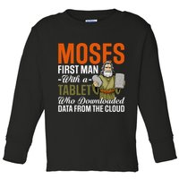 Funny Jewish Passover Moses Tablet Data Cloud Computing Pun Toddler Long Sleeve Shirt
