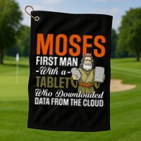 Funny Jewish Passover Moses Tablet Data Cloud Computing Pun Golf Towel