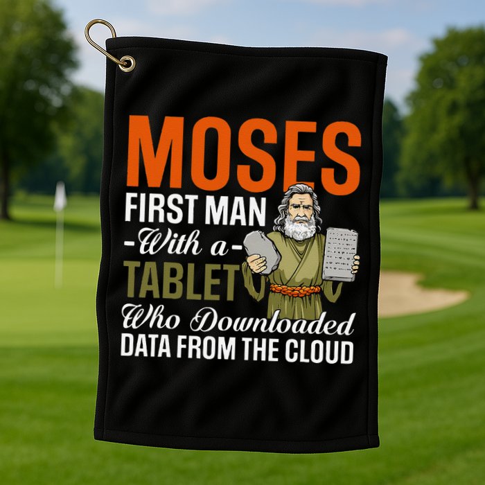 Funny Jewish Passover Moses Tablet Data Cloud Computing Pun Golf Towel