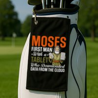 Funny Jewish Passover Moses Tablet Data Cloud Computing Pun Golf Towel