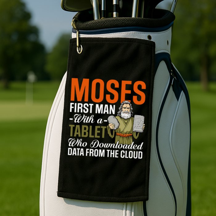 Funny Jewish Passover Moses Tablet Data Cloud Computing Pun Golf Towel