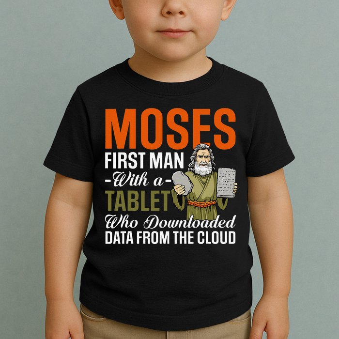 Funny Jewish Passover Moses Tablet Data Cloud Computing Pun Toddler T-Shirt