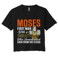 Funny Jewish Passover Moses Tablet Data Cloud Computing Pun Crop Top