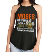 Funny Jewish Passover Moses Tablet Data Cloud Computing Pun Women's Perfect Tri Rocker Tank