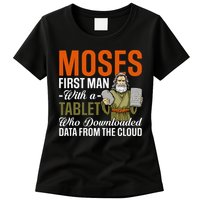 Funny Jewish Passover Moses Tablet Data Cloud Computing Pun Womens T-Shirt