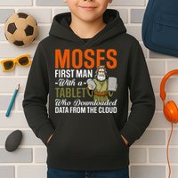 Funny Jewish Passover Moses Tablet Data Cloud Computing Pun Kids Hoodie