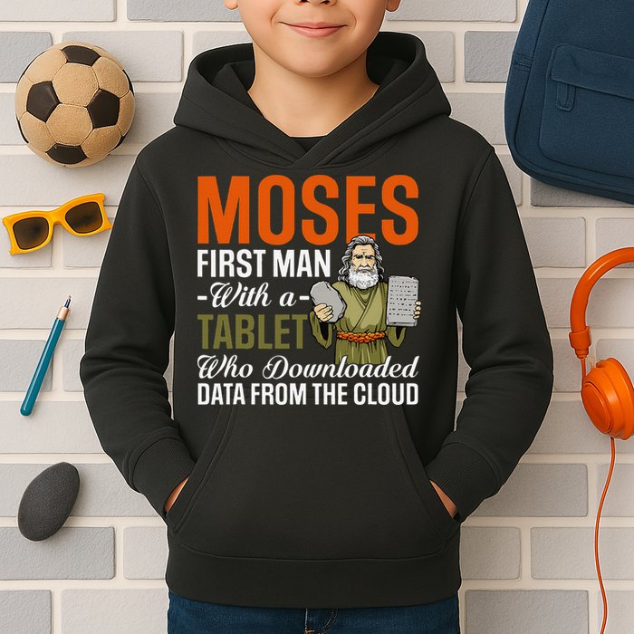 Funny Jewish Passover Moses Tablet Data Cloud Computing Pun Kids Hoodie