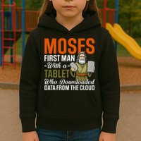 Funny Jewish Passover Moses Tablet Data Cloud Computing Pun Kids Hoodie