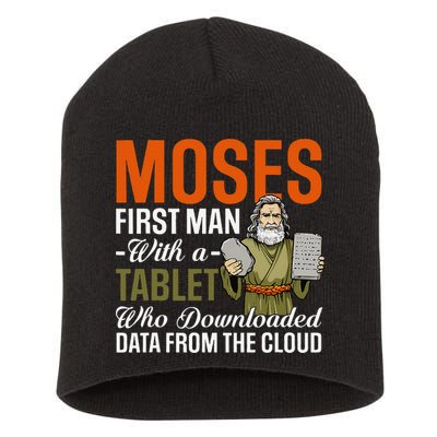 Funny Jewish Passover Moses Tablet Data Cloud Computing Pun Short Acrylic Beanie