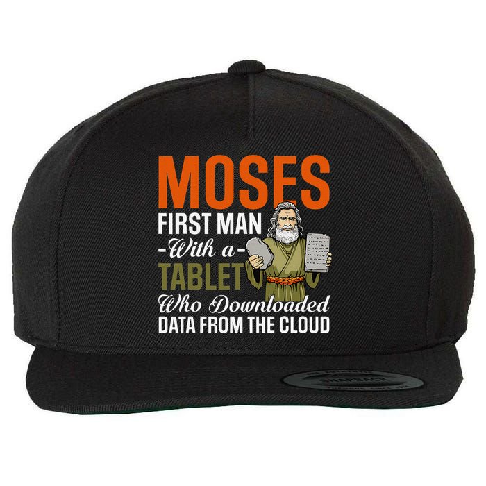 Funny Jewish Passover Moses Tablet Data Cloud Computing Pun Wool Snapback Cap