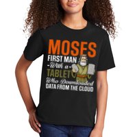 Funny Jewish Passover Moses Tablet Data Cloud Computing Pun Kids T-Shirt