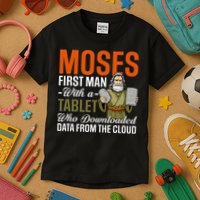 Funny Jewish Passover Moses Tablet Data Cloud Computing Pun Kids T-Shirt