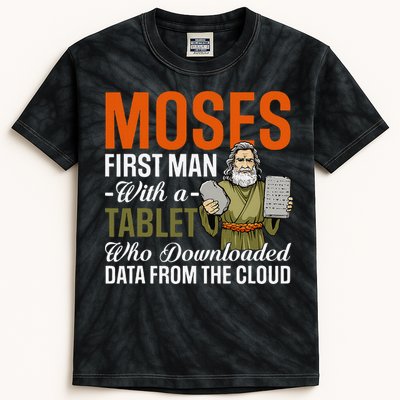 Funny Jewish Passover Moses Tablet Data Cloud Computing Pun Kids Tie-Dye T-Shirt