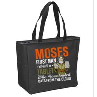 Funny Jewish Passover Moses Tablet Data Cloud Computing Pun Zip Tote Bag