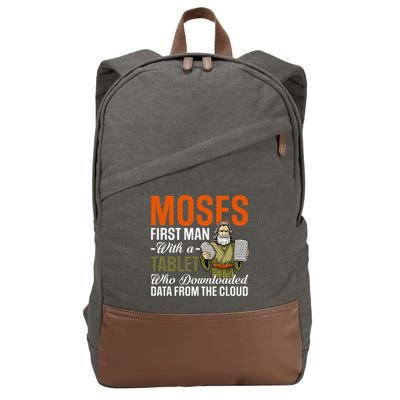 Funny Jewish Passover Moses Tablet Data Cloud Computing Pun Cotton Canvas Backpack